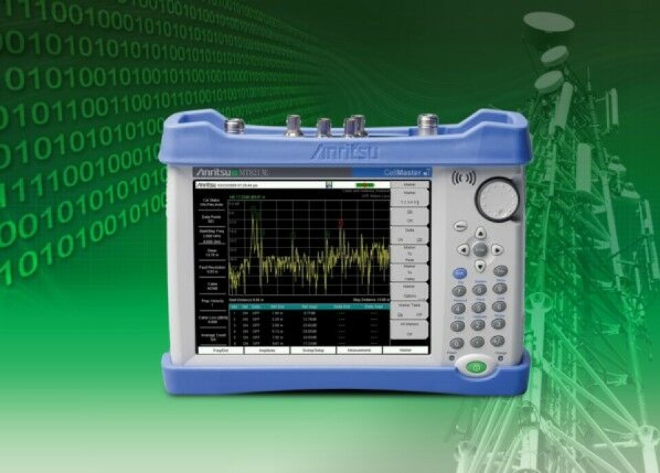 Cell Master MT8213E et bærbart instrument som kan analysere basestasjoner for 2G, 3G og 4G nettverk.