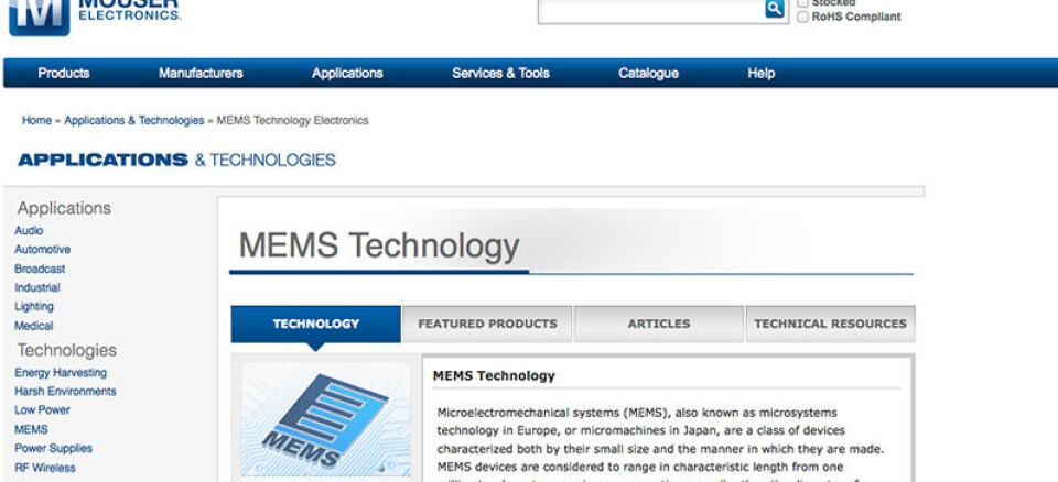 Mouser åpner MEMS-side