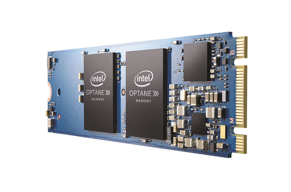 Intel Optane som kombinerer 3D XPoint, minne og minnekontrollere, Intel Interconnect IP og programvare.