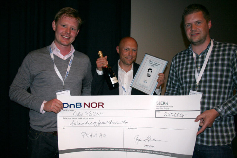 Pixavi vant prisen i 2011. Hvem blir det nå? Fra venstre, prosjektleder Andreas Parr Bjørnsund, salgsdirektør Thomas Zaubi og adm. direktør Christian Rokseth i Pixavi AS.