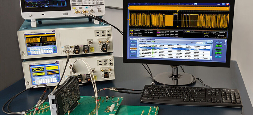 PCIe-oppsett med DPO70sx fra Tektronix. PCIe-oppsett med DPO70sx fra Tektronix.