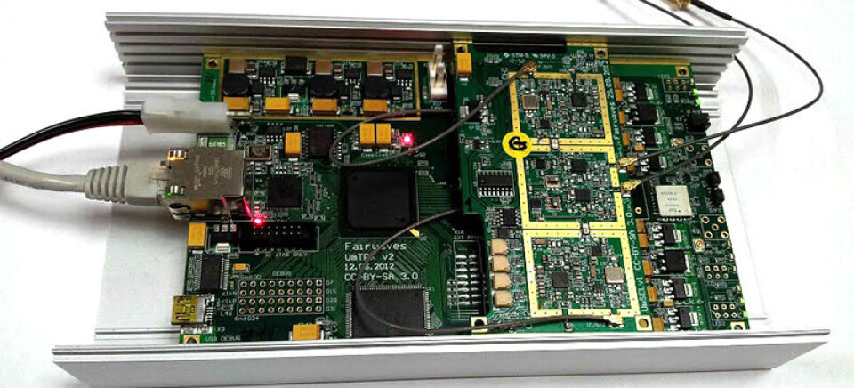 Eksempel på bruk av Lime Microsystems' radio, en GSM basestasjon-tranceiver fra Fairwaves. Med få endringer blir den også en LTE basestasjon.