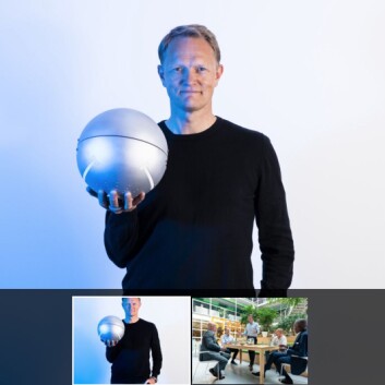 Brage W. Johansen, adm. direktør i Heimdall Power med deres "Neuron" kule. Brage W. Johansen, adm. direktør i Heimdall Power med deres "Neuron" kule.