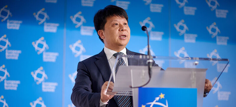 Guo Ping, CEO i Huawei, lanserte European Research Institute (ERI) under konferansen European Business Summit (EBS) i Brüssel.