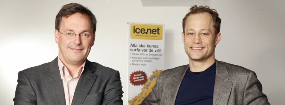 Mikael Bäckström, salgsansvarlig for Ericsson i Norden og Baltikum (t.v.) og administrerende direktør i Ice, Per Borgklint ser frem til et givende samarbeid på skandinavisk basis. Foto: Micael Engström