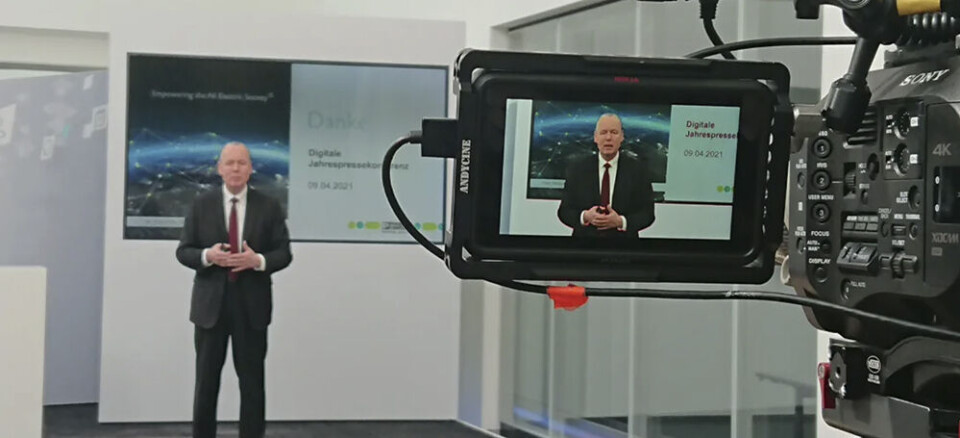 Konsernsjef Frank Stührenberg presenterte tallene til Phoenix Contact på en digital pressekonferanse den 9. april.