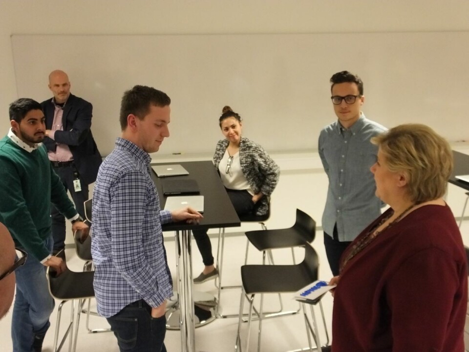 Entrepenørskapsstudentene fikk en god samtale med Erna.