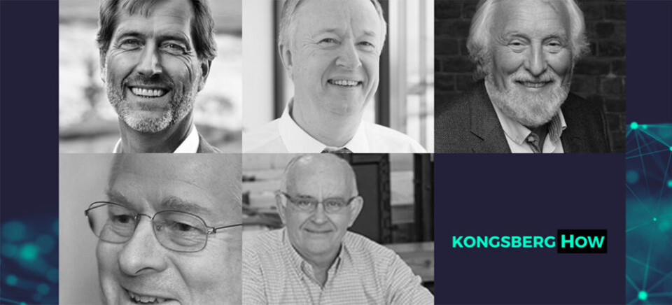 De som skal bidra med kunnskap for oppstartbedrifter: F.v. Walter Qvam, tidligere konsernsjef i Kongsberg Gruppen. Tore Halvorsen, tidligere konserdirektør for TechnipFMCs subsea divisjon. Jan Erik Korssjøen, tidligere konsernsjef i Kongsberg Gruppen. Svein Thorsen, tidligere adm. dir. i Valmarine. John A. Johansen, tidligere direktør for innovasjon og teknologi i Precicion Subsea.