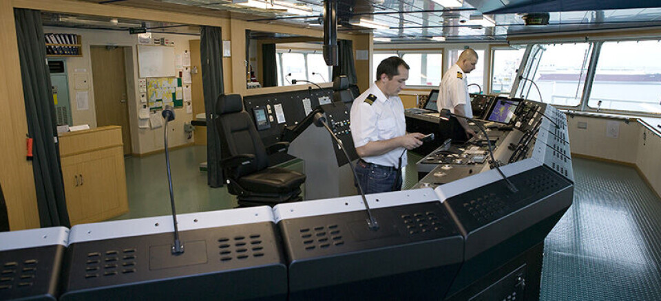 Kongsberg Maritime skal levere brosystemer for 150 millioner kroner til ti av verdens mest moderne og miljøvennlige kontainerskip. Bildet viser KMs K-Bridge.