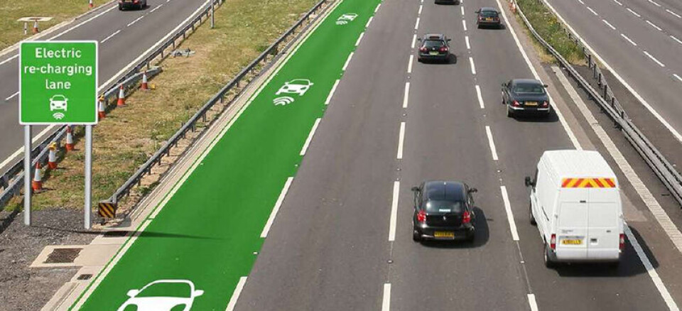 Storbritannia vil teste trådløs lading av elbiler under fart, og håper å starte allerede ved årsskiftet. Foto: Highway England.