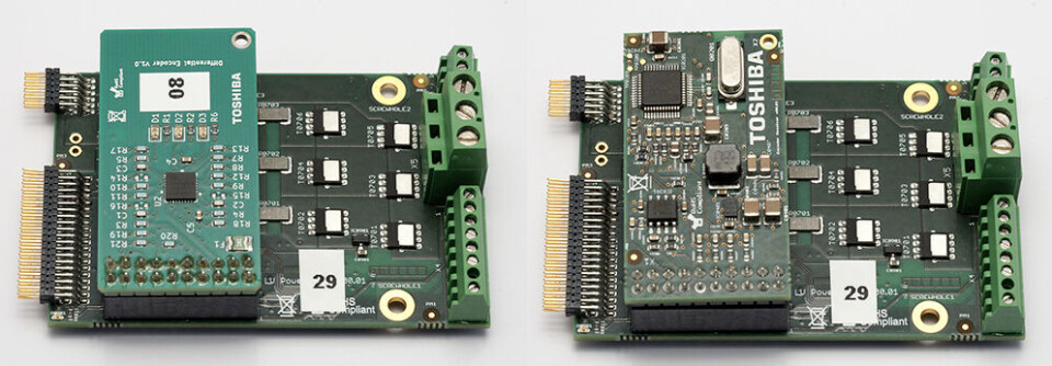 Figur 4: Differential Encoder (venstre) og Resolver Encoder (høyre) passer til kraftforsyningskortene og forenkler integrasjon av slike sensorer med Servo Drive RM-plattformen. Figur 4: Differential Encoder (venstre) og Resolver Encoder (høyre) passer til kraftforsyningskortene og forenkler integrasjon av slike sensorer med Servo Drive RM-plattformen.