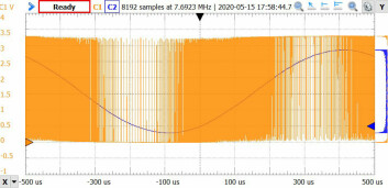 Figur 6: PDM-inngang og filtrert utgang ved 4 MHz klokkefrekvens - en flott tilnærming til en sinusbølge. Fra et visuelt synspunkt ser det ut til at PDM kan være mye mer effektiv enn PWM med samme klokkehastighet og oppløsning.