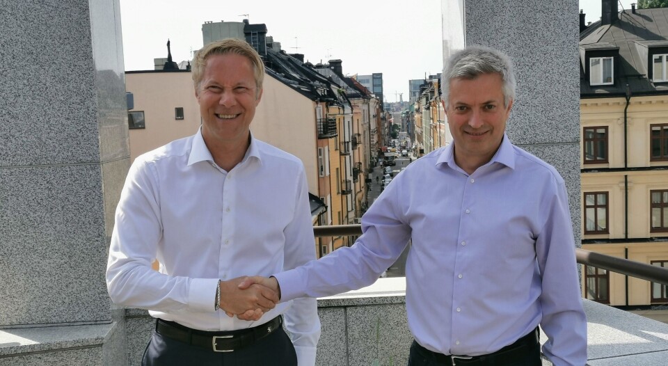 Michael Ullskog (t.v.), Addtech og Vidar Wernöe, EK Power. Michael Ullskog (t.v.), Addtech og Vidar Wernöe, EK Power.