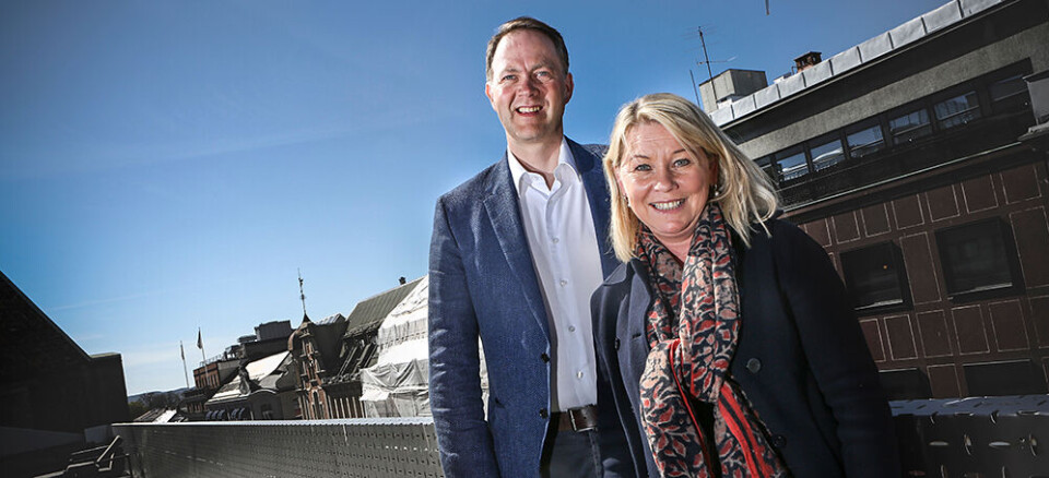 Næringsminister Monica Mæland og Siva-sjef Espen Susegg oppfordrer bedrifter til å søke. (Foto: NFD/ Håkon Jacobsen)