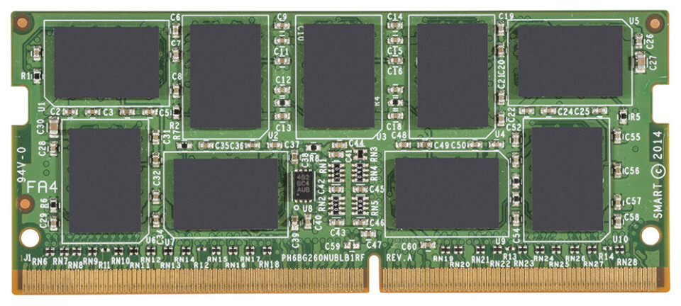 Eksempel på et DDR4 minnekort, brukt i innvevde IIoT-systemer.