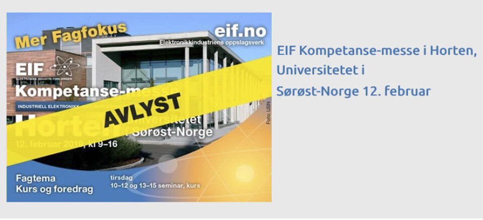EIF Kompetansemesse i Horten er avlyst. Foto: Skjermdump/eif.no