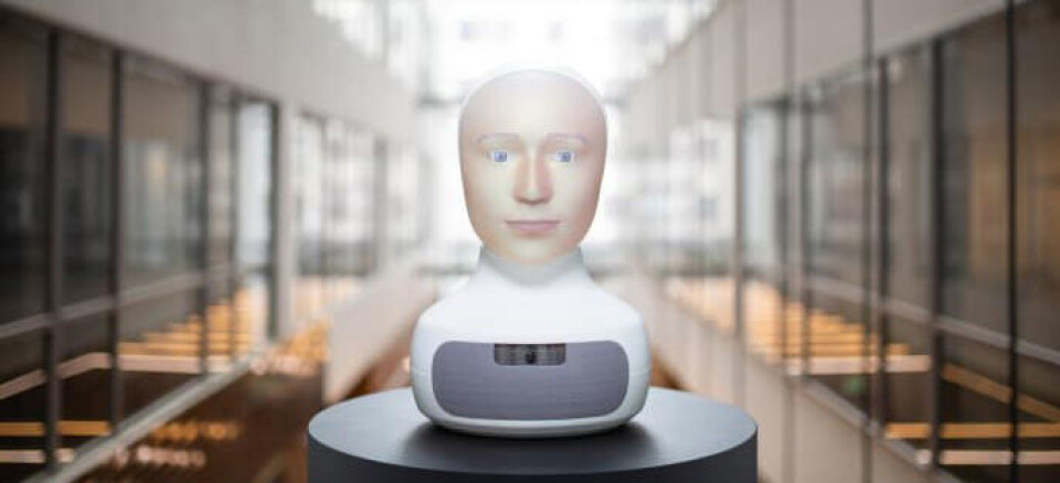 Den sosiale roboten Tengai som skal testes gjennom virkelige samtaler med besøkende på Easyfairs elektronikkmesser.
