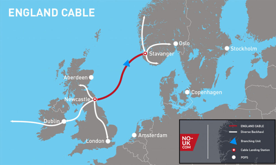 Englandkabelen er på 700 km og skal være ferdig mot slutten av 2021. (Illustrasjon: NO-UK COM)