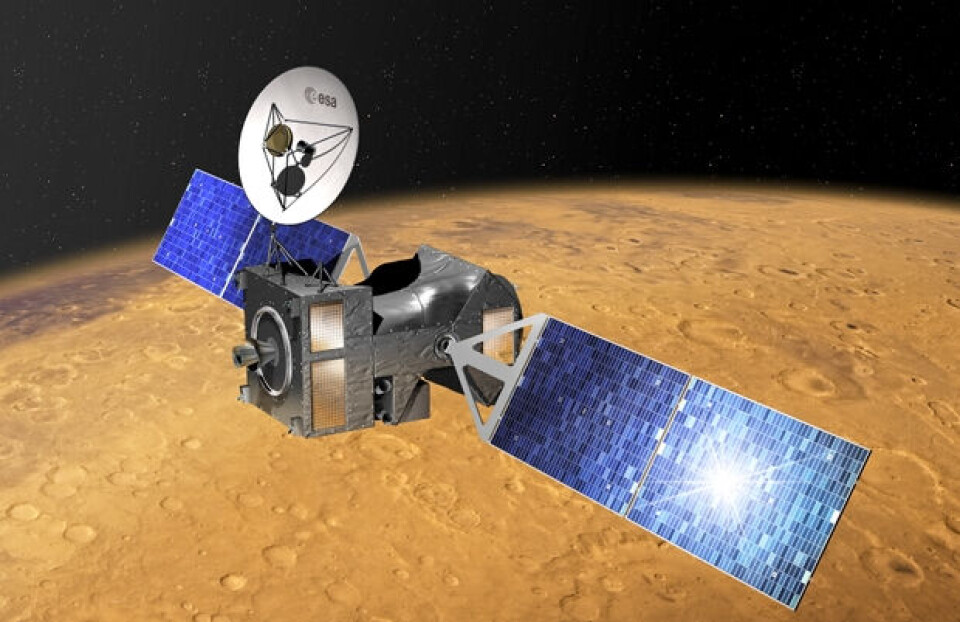 ExoMars Trace Gas Orbiter. Illustrasjon: ESA