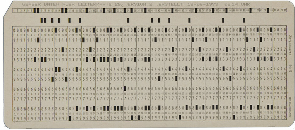 Standard Gerber data på hullkort for de første fotoplotterne.
