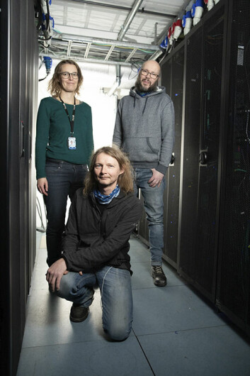 Får mer kraft: Fra venstre: Guro Bråten Olsborg, IT-forvaltningsleder på NTNU, Gunnar Tufte, professor ved NTNUs institutt for datateknologi og informatikk (IDI) og Einar Næss Jensen, senioringeniør og ansvarlig for drift av Idun.