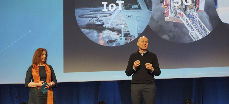 Konsernsjef Sigve Brekke i Telenor og teknologidirektør Ingeborg Øfsthus (t.v.) i Telenor Norge presenterte planene for 5G i Trondheim under Technoport 2019. Foto: Telenor