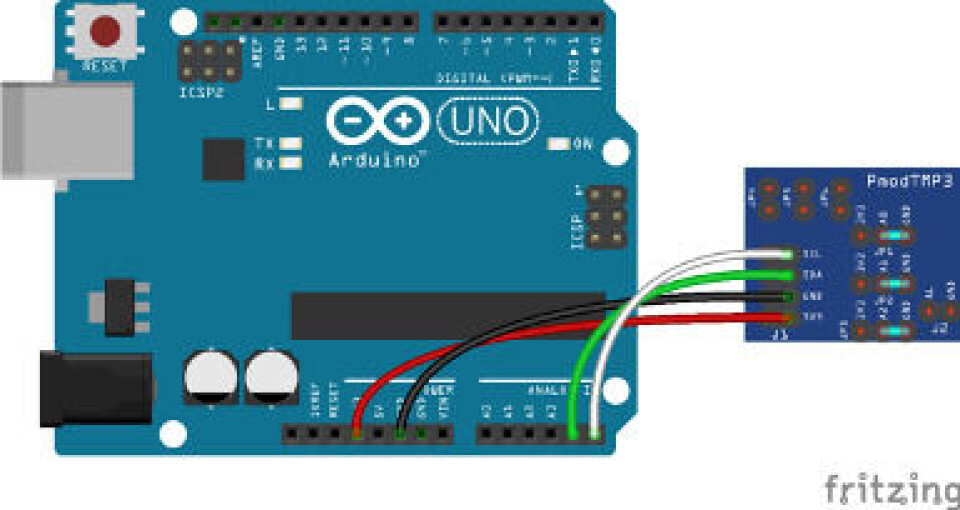 Spionerende I2C-kommunikasjon mellom temperatursensoren og Arduino gjennom Digital Discovery og NI LabVIEW