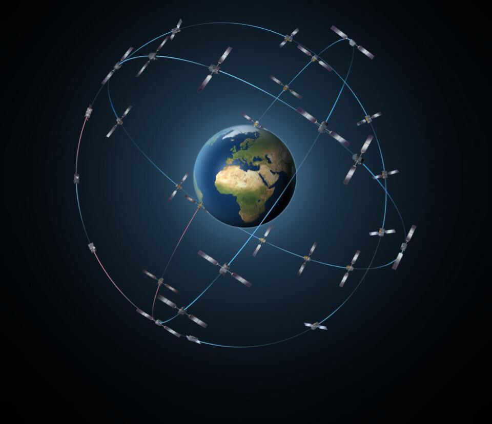 Når det nye europeiske navigasjonssystemet Galileo er ferdig vil det telle 30 satellitter. Illustrasjon: ESA/P. Carril