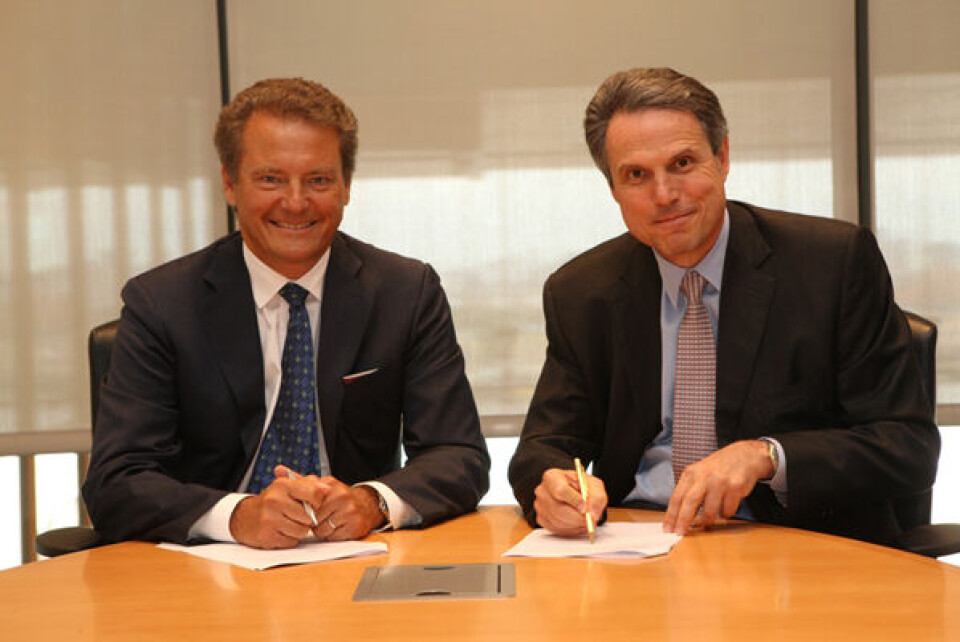 Styreleder i det nye joint venture, Carl-Heinric Svanberg, Ericsson, og nestleder Carlo Bozotti, STMicroelectronics.