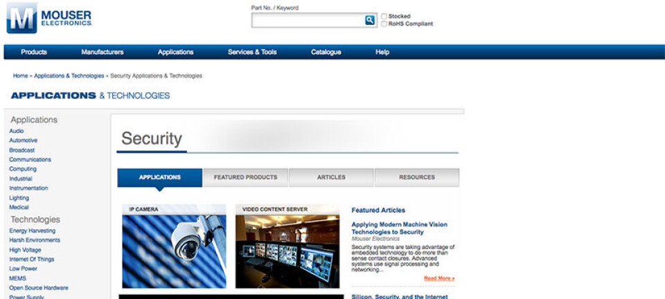 Mouser med nettside for sikre applikasjoner