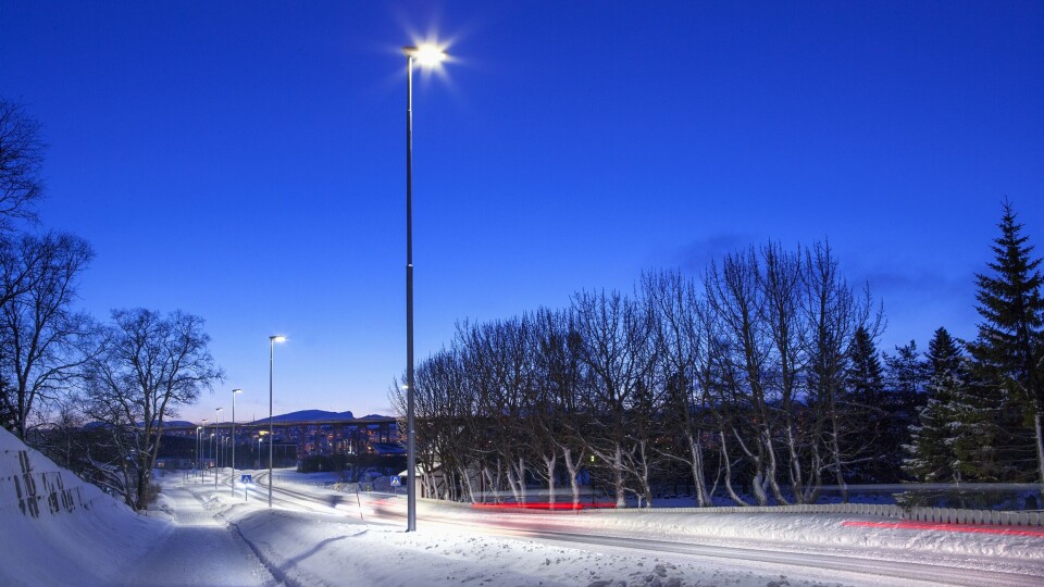 LED-belysning, her fra en installasjon i Tromsø.
