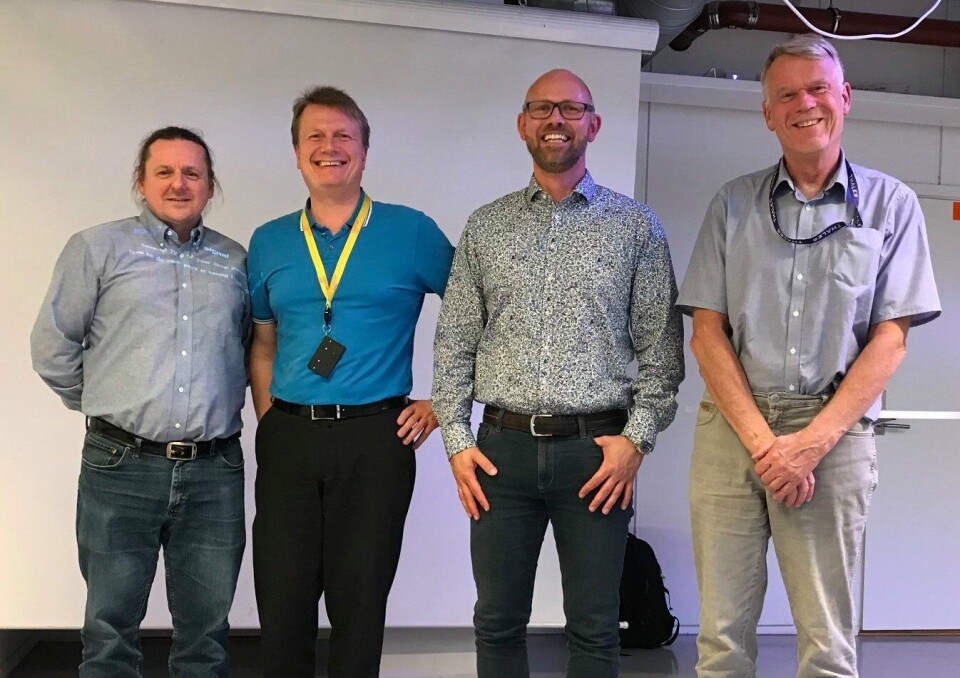 Programmet i denne første samlingen var satt sammen av initiativtakerene til SI-Forum, f.v. Rune Bæverud, Børge Strand-Bergesen, Eivind Eriksen og Halvor Liland.