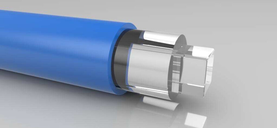 Et av Fiberguides nyere produkter; fiberkabel med kvadratisk kjerne. Foto: Fiberguide Industries