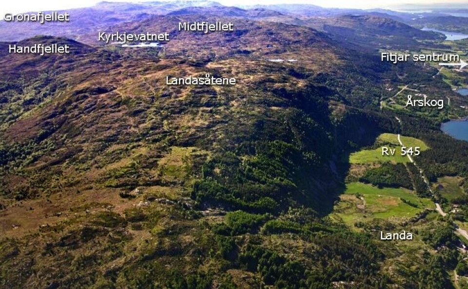 Et område i Fitjar skal få vindmøllepark. (Foto: Midtfjellet Vindkraft)