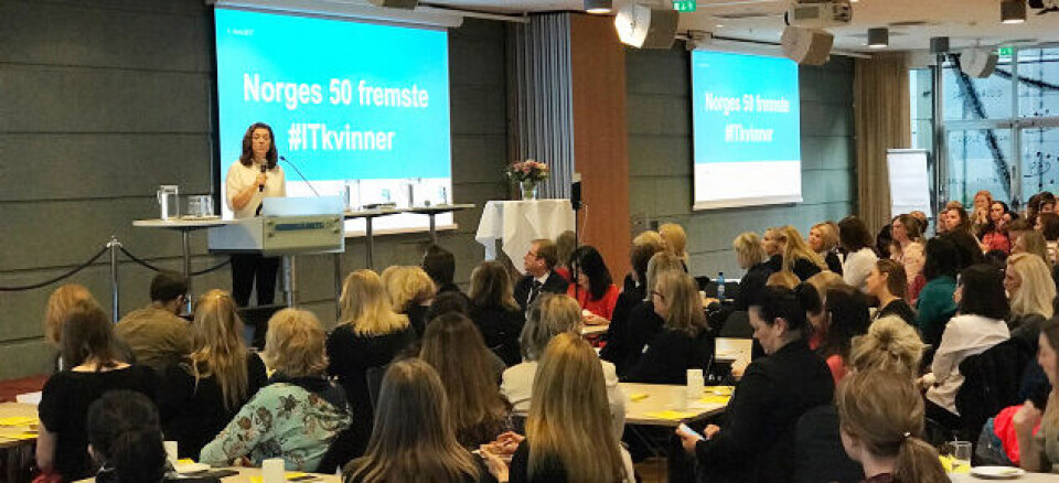 Adm. direktør Kristin Skogen Lund, NHO, åpnet kåringen av Norges 50 fremste IT-kvinner 8. mars i fjor. Foto: abelia.no