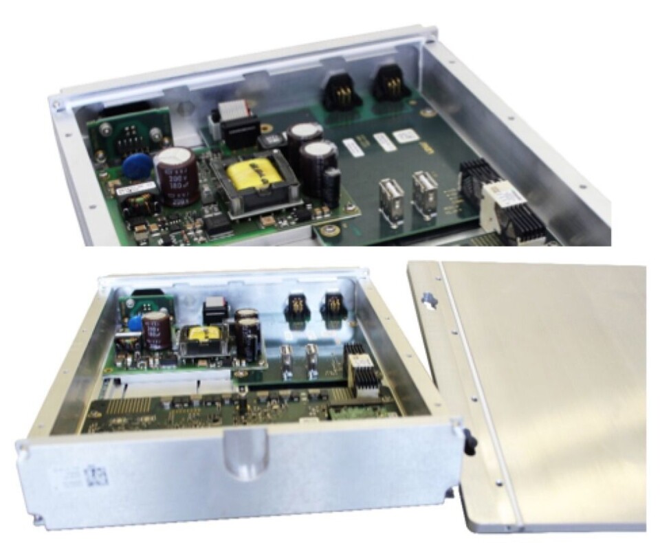 Fig. 3: Innsiden av BC50R. De 8 mm-tykke aluminiumdelene er tett forseglet med silikonpakninger og skruebeslag.
