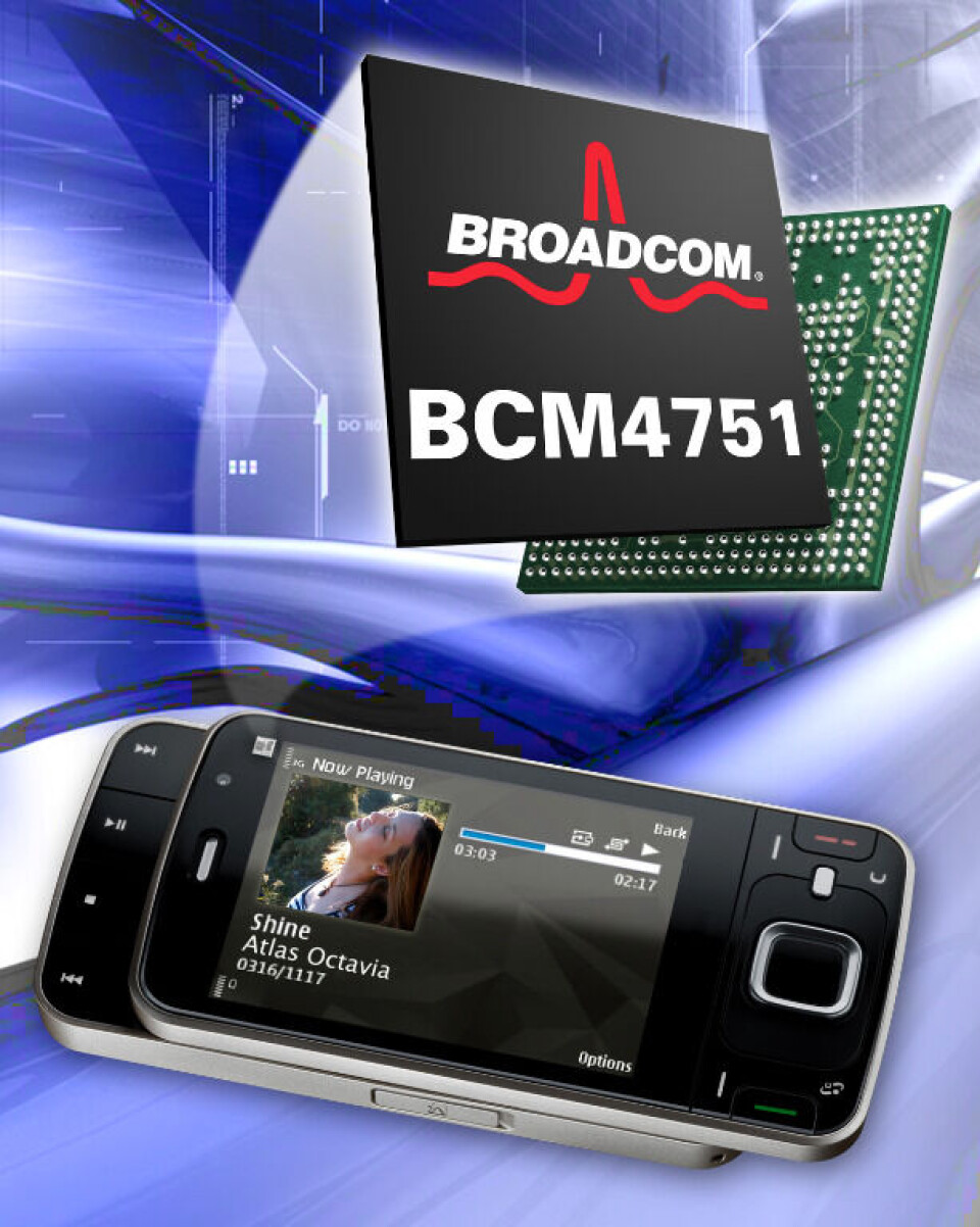 Broadcom har et bredt utvalg av kommunikasjonskretser, som GPS på én brikke, vist her. Men 4G mangler.