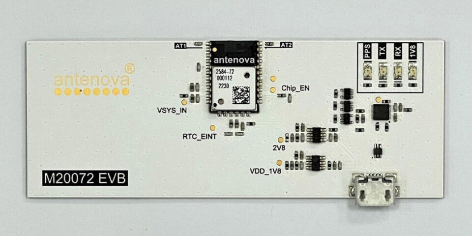 Den nye GNSS minimodulen har også et evalueringskort. Den nye GNSS minimodulen har også et evalueringskort.