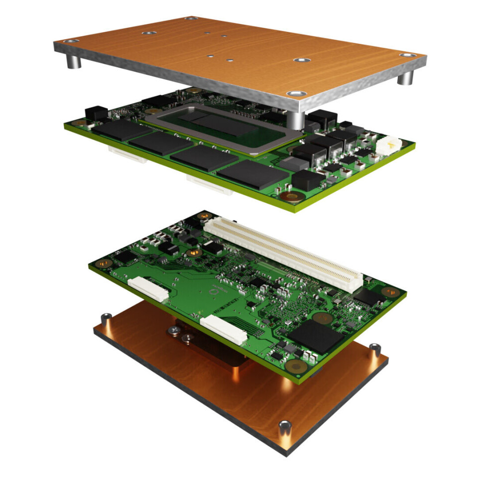 Høyde er ikke lenger en flaskehals: En COM-HPC Mini-modul og varmefordelingsdesign har en høyde på minst 15 mm (overflate fra bærerkort til varmefordeler). Det er 3 mm mindre enn minimum 18 mm systemhøyde for COM Express Compact. Høyde er ikke lenger en flaskehals: En COM-HPC Mini-modul og varmefordelingsdesign har en høyde på minst 15 mm (overflate fra bærerkort til varmefordeler). Det er 3 mm mindre enn minimum 18 mm systemhøyde for COM Express Compact.