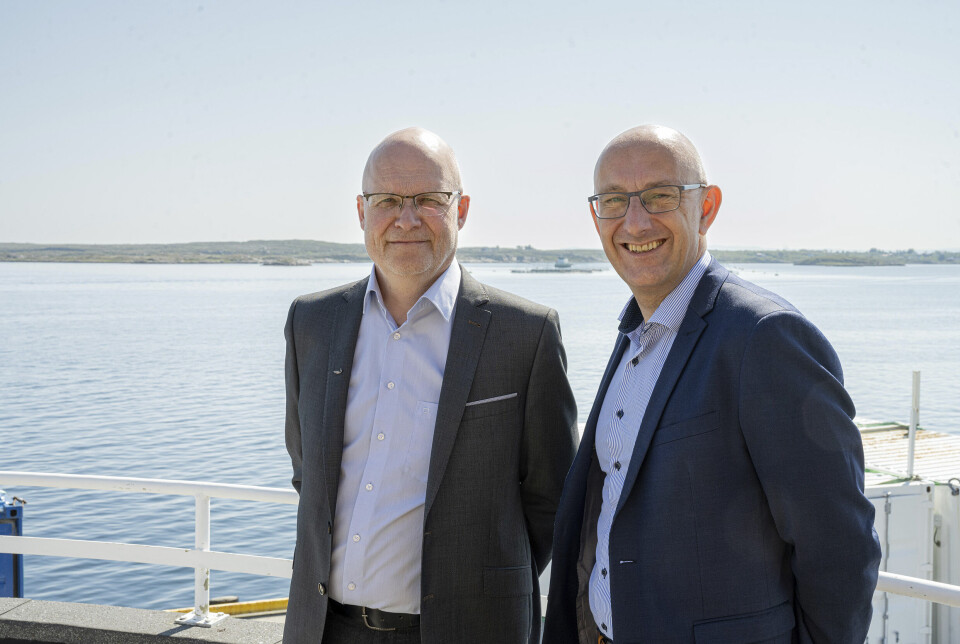 Roger Sørensen, administrerende direktør i Åkerblå Group. og Geir Fuglerud, administrerende direktør i Supply Chain & Product Assurance i DNV. Roger Sørensen, administrerende direktør i Åkerblå Group. og Geir Fuglerud, administrerende direktør i Supply Chain & Product Assurance i DNV.