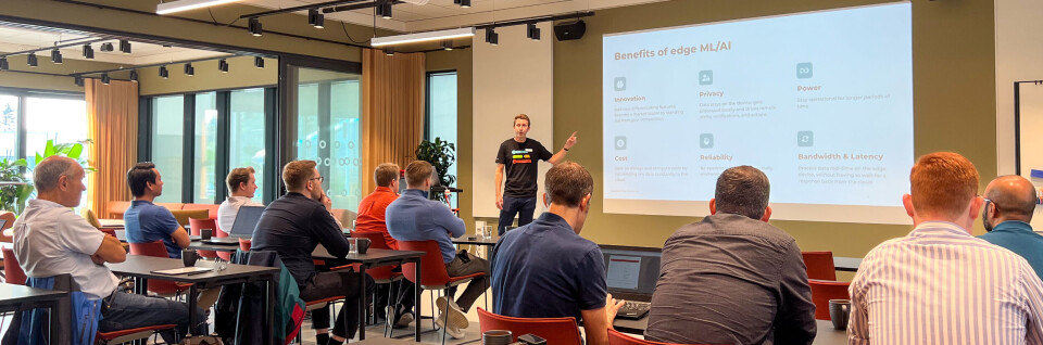Louis Moreau fra Edgeimpulse presenterte deres verktøy for å enkelt hjelpe med å sette opp ML modeller, Louis Moreau fra Edgeimpulse presenterte deres verktøy for å enkelt hjelpe med å sette opp ML modeller,
