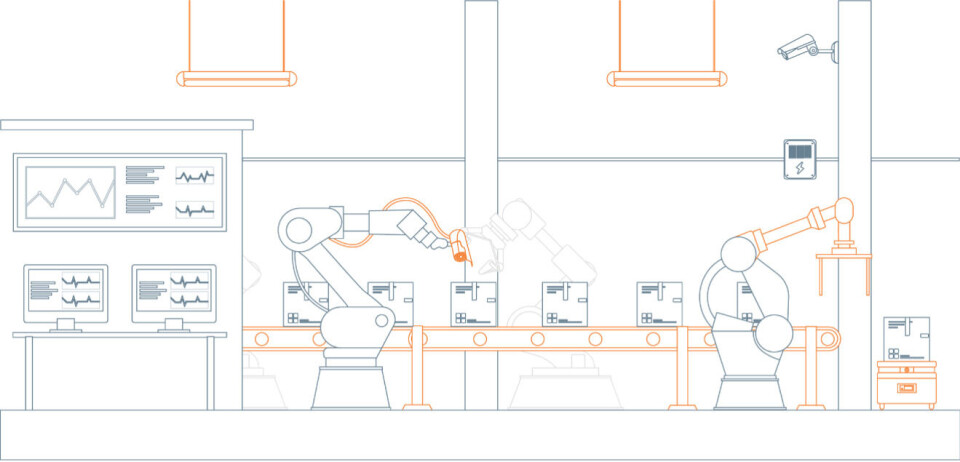 Figur 1: Robotarm i en industriell produksjonslinje Figur 1: Robotarm i en industriell produksjonslinje