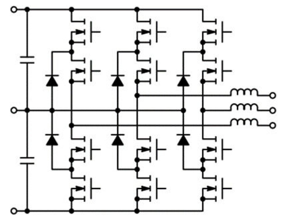 Figur 4: Trefase I-NPC topologi. Figur 4: Trefase I-NPC topologi.