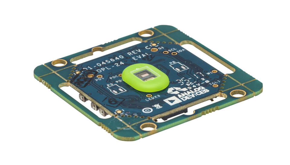 Figur 2: Analog Devices EVAL-ADPD188GGZ PPG evalueringskort. Figur 2: Analog Devices EVAL-ADPD188GGZ PPG evalueringskort.
