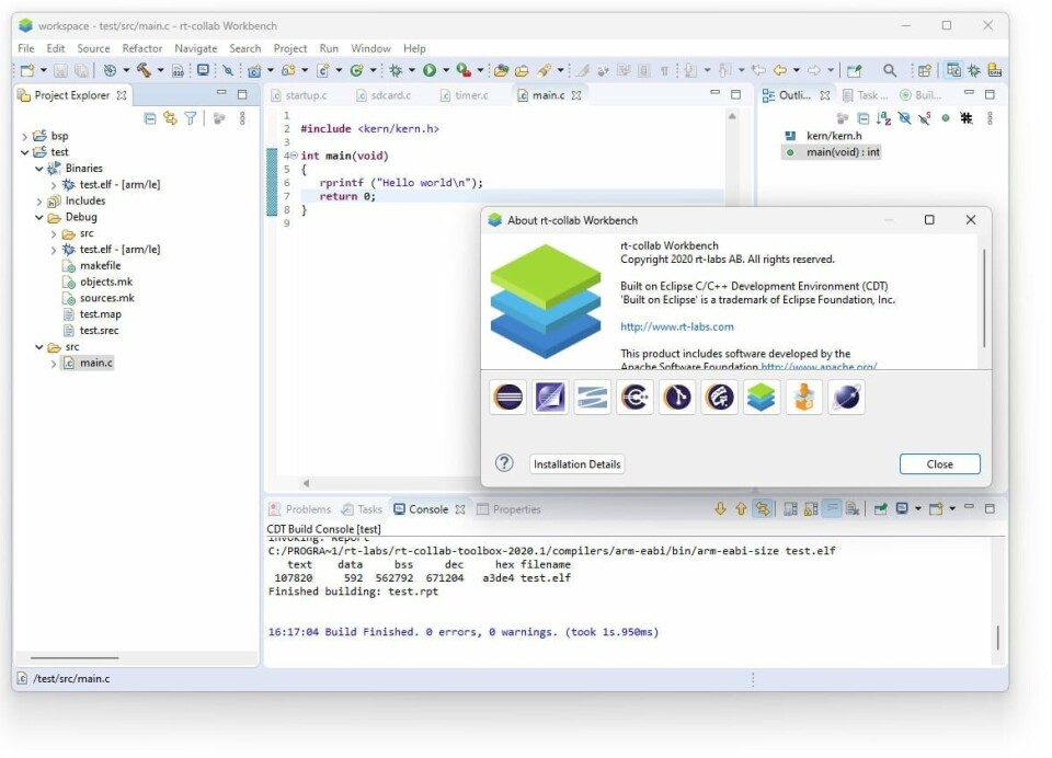 Arbeidsbenk i RT Toolbox 2024.1