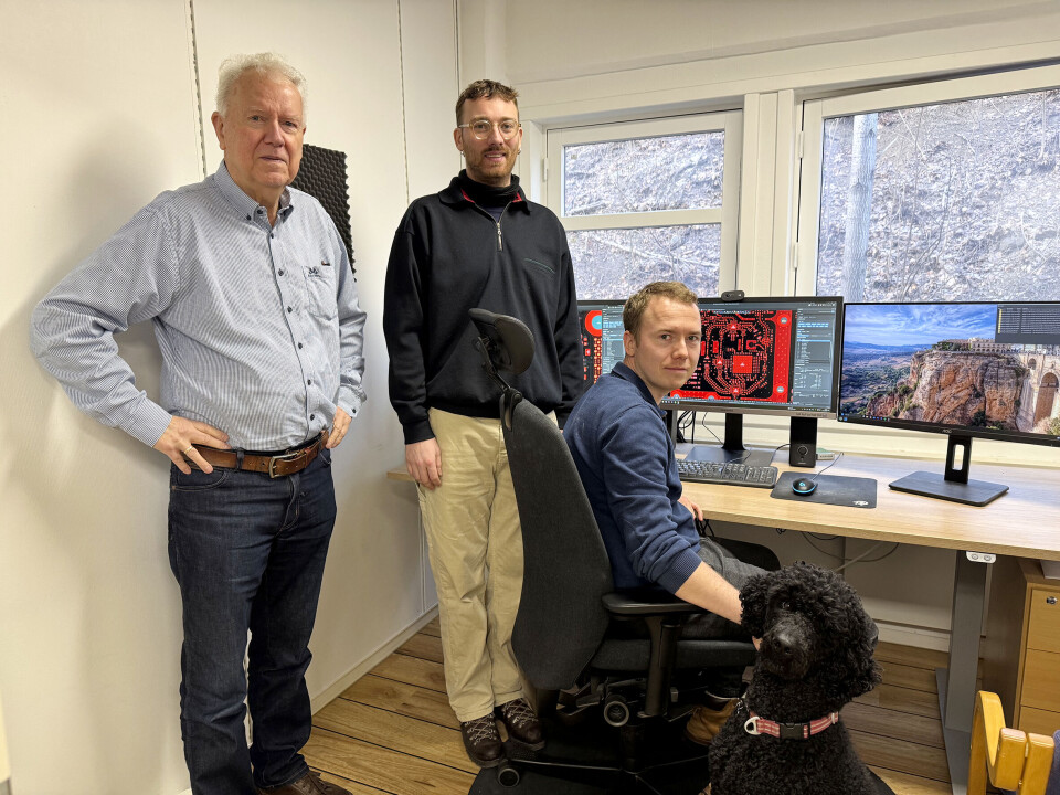 Ole Jacob Bryhni Frostad, Axel Grundt Bryn og Øyvind Schibsted sørger for at Contec Electronics lever i beste velgående. Daglig leder Tor Finstad var ikke til stede da bildet ble tatt.