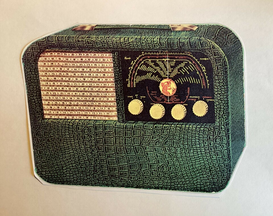 Radionette. Kurér kom i 1950. Denne grønne er i imitert krokodilleskinn.