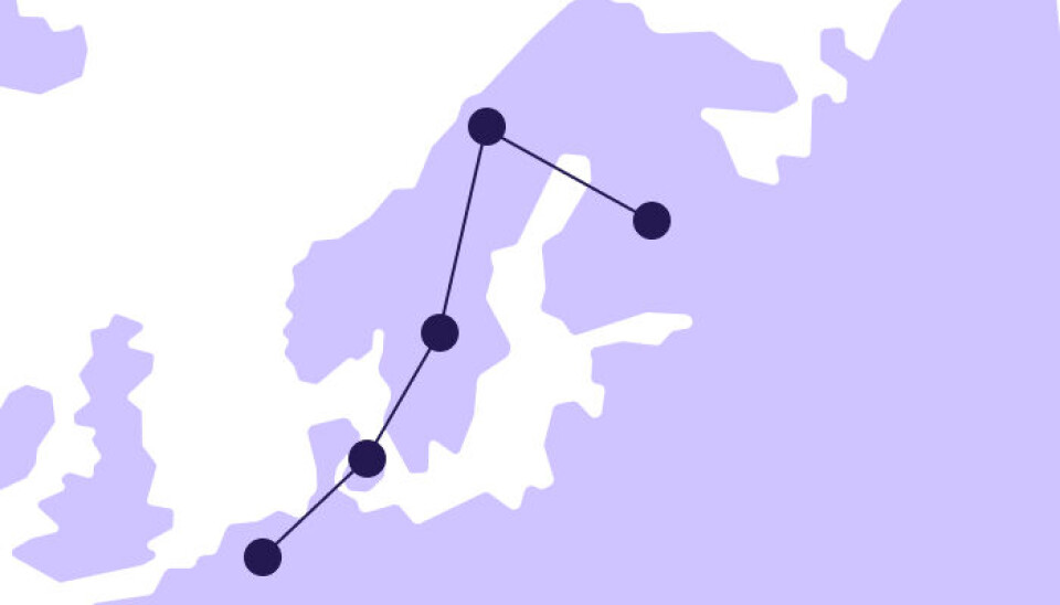 Den rekordraske forbindelse på over 1 Terabit per sekund (Tbit/s) gikk over 4700 kilometer fra Amsterdam i Nederland til Kajaani i Finland, via Danmark, Sverige og Norge.
