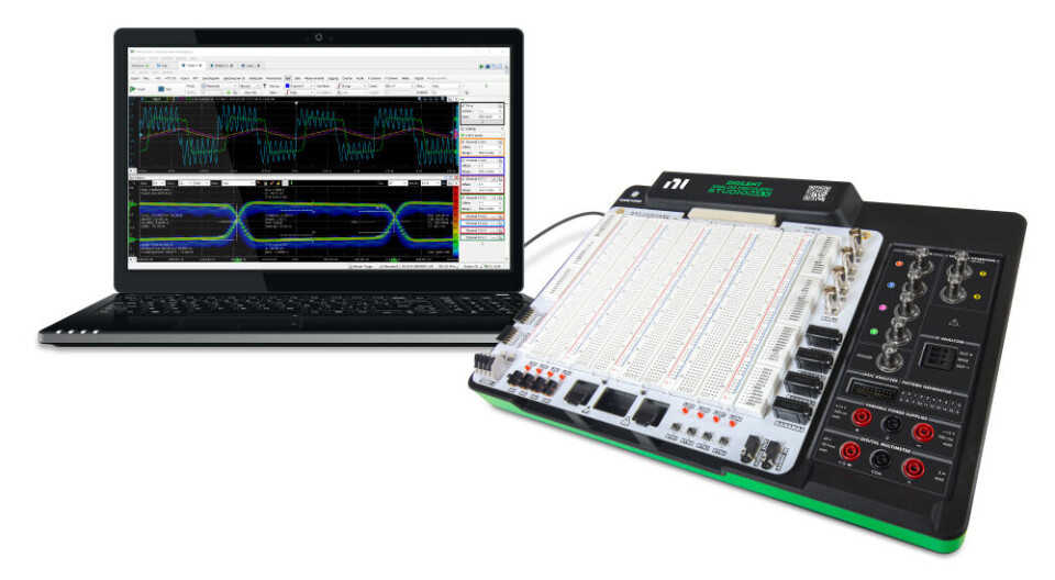 Typisk oppsett av Analog Discovery Studio Max.