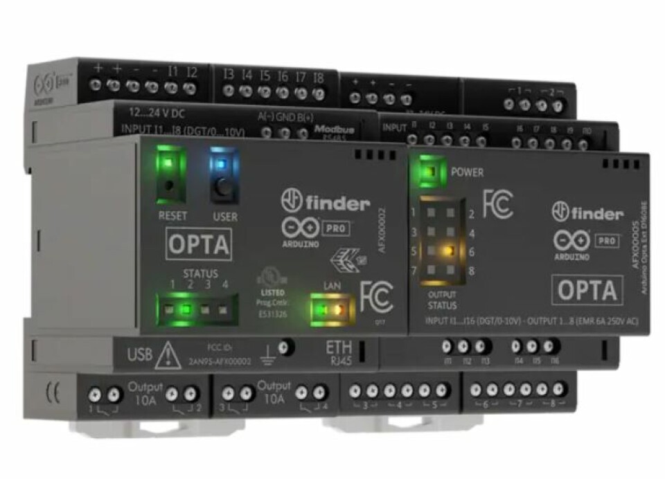 Figur 3: Arduino D1608x Pro Opta Digital Expansions forbedrer Arduino Optas sanntidskontroll, overvåking og prediktive vedlikeholdsapplikasjoner.